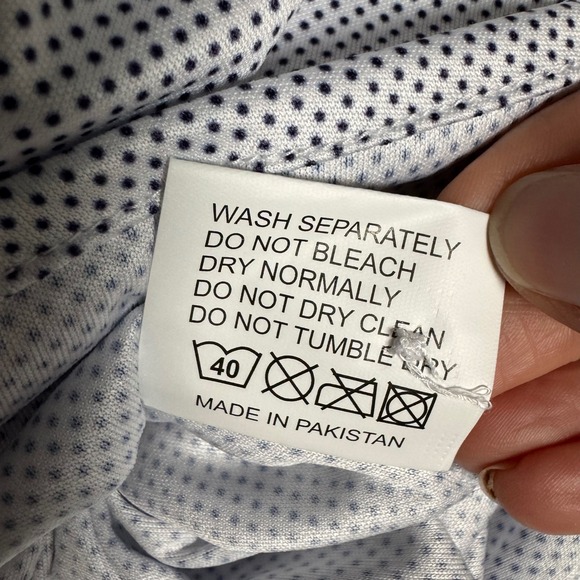 NWT Collars & Co Quattro Flex Men Polka Dot Dress Shirt 3XL Firm Collar - Picture 7 of 11